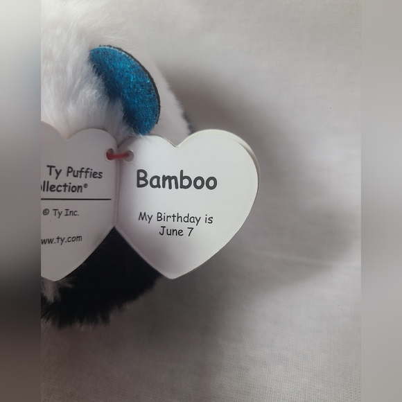 Ty Beanie Puffies Balls  "Bamboo the Panda"  NEW with tags  Birthday June 7th - Picture 3 of 5